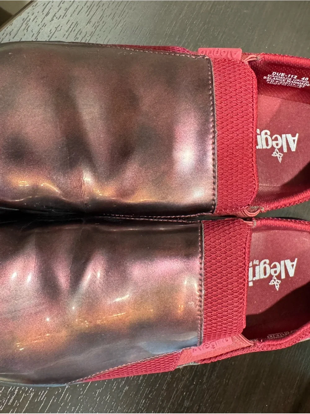 Alegria Women's Slip-On Flats in Burgundy Iridescent